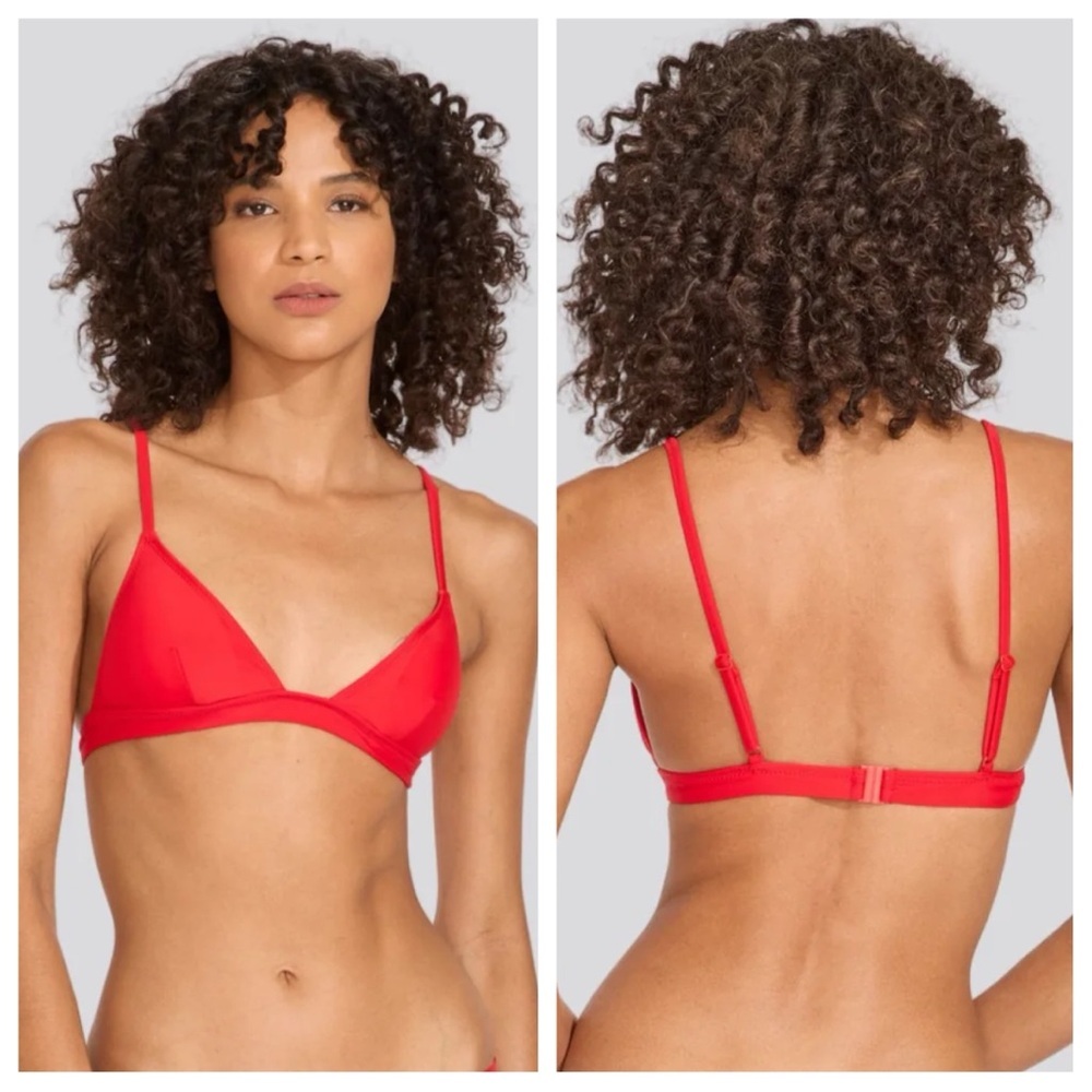 NWT Solid & Striped sz M The Morgan Bikini Top Ruby Red Padded Cup Adjustable
